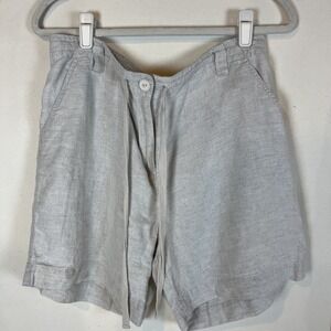 Talbots Women's 10 Shorts Irish Linen Beige‎ Stylish Tie Front Comfort